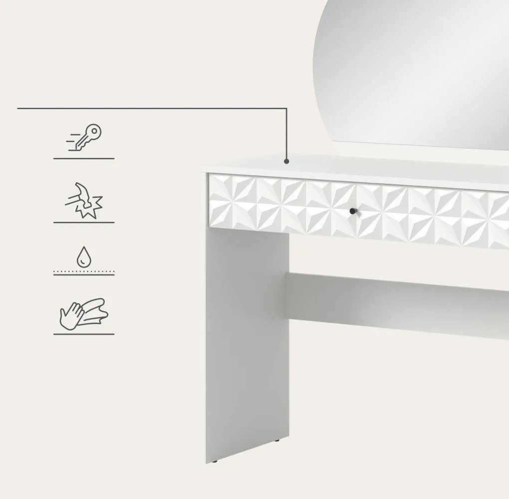 Toaletný stolík so zrkadlom Prismo, biely