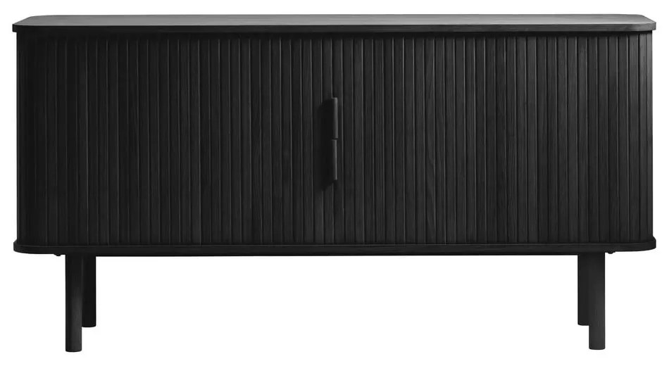 Čierna nízka komoda v dekore duba s posuvnými dverami 76x160 cm Cavo – Unique Furniture