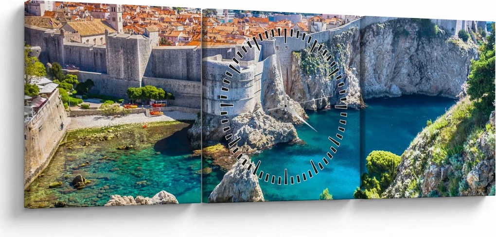 Obraz - Dubrovník (s hodinami) (90x30 cm)