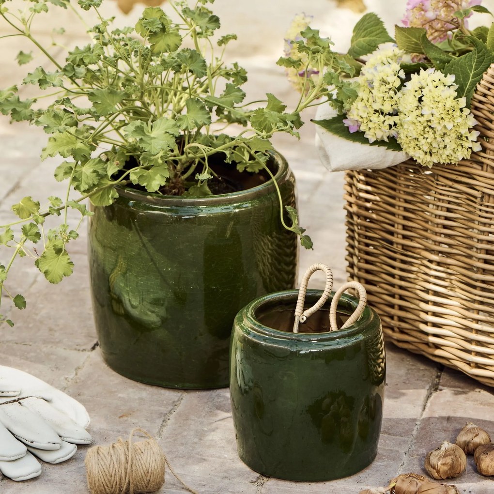 Ib Laursen Keramický obal na kvetináč Saigon Moss Green Small Menší