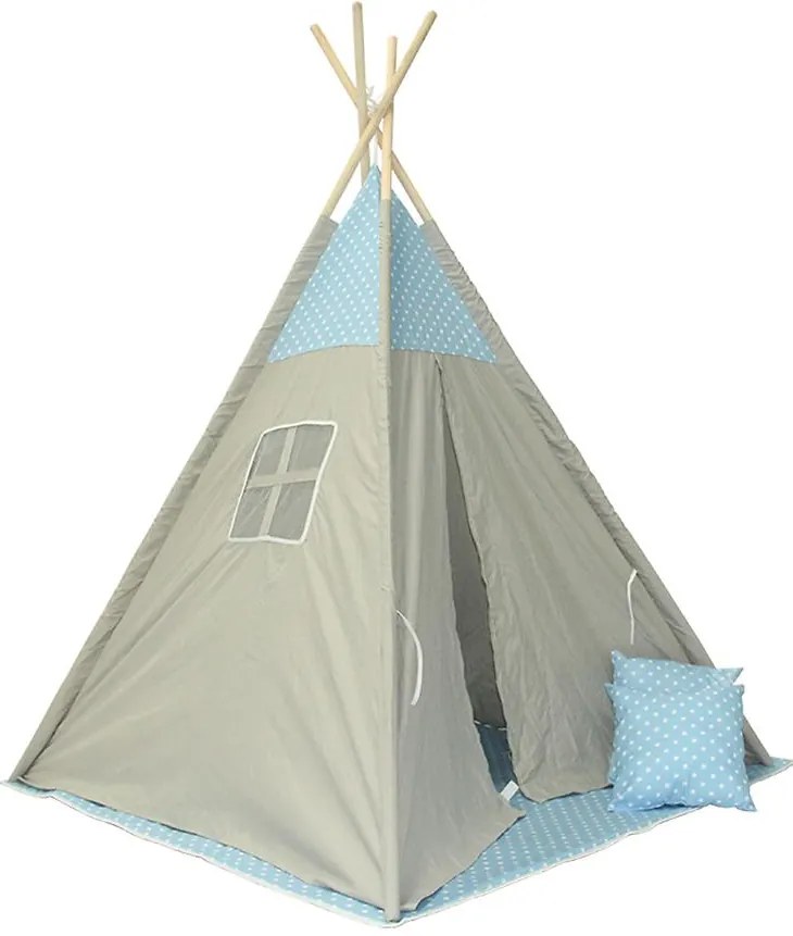 Detský stan Teepee sivo-modrý/hviezdy