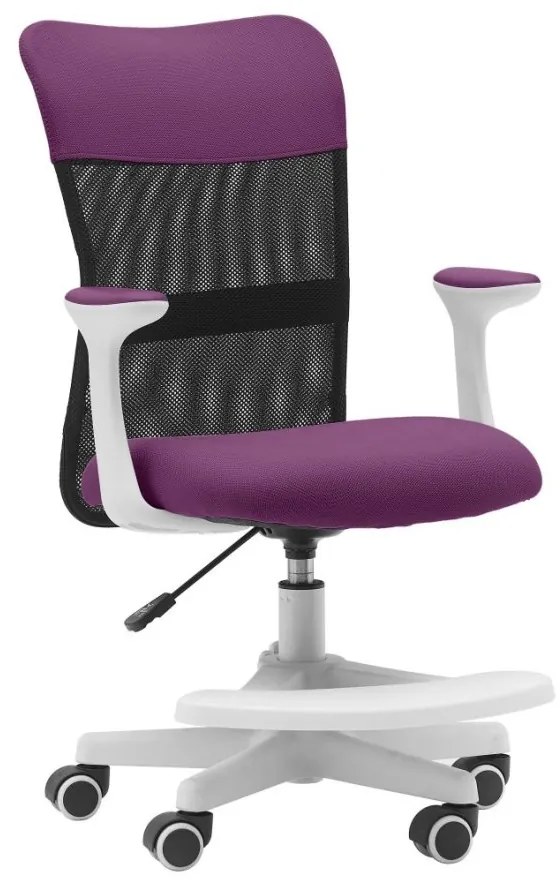 Detská stolička Neoseat MONKEY WHITE s podnožou — látka, biela / fialová