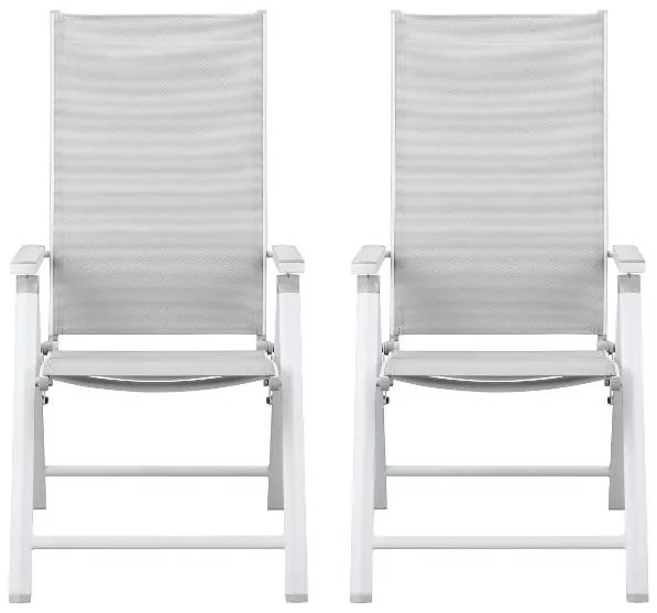 Livarno home Hliníkové kreslo Houston s vysokým operadlom, biele/bledosivé, 12 kusov  (800008946)