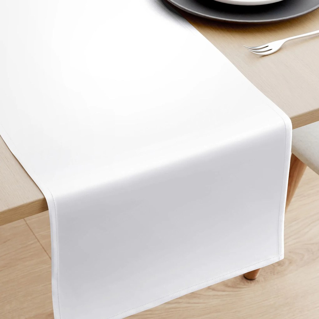Goldea sviatočný behúň na stôl 100% bavlnený satén – biely 20x140 cm