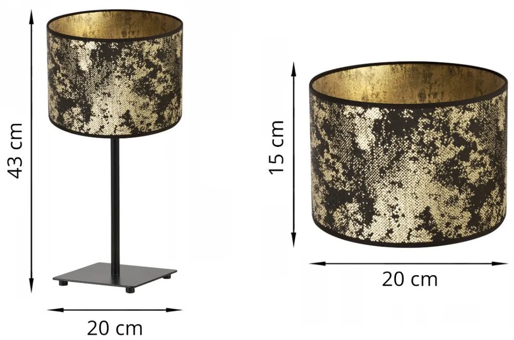 Stolná lampa Werona 2, 1x čierne/zlaté textilné tienidlo, (výber zo 4 farieb konštrukcie), g
