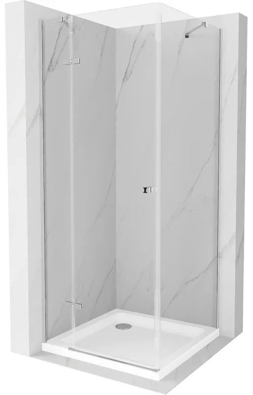Mexen Roma, sprchovací kút 80 (dvere) x 80 (stena) cm, 6mm číre sklo, chrómový profil + slim sprchová vanička 5cm, 854-080-080-01-00-4010
