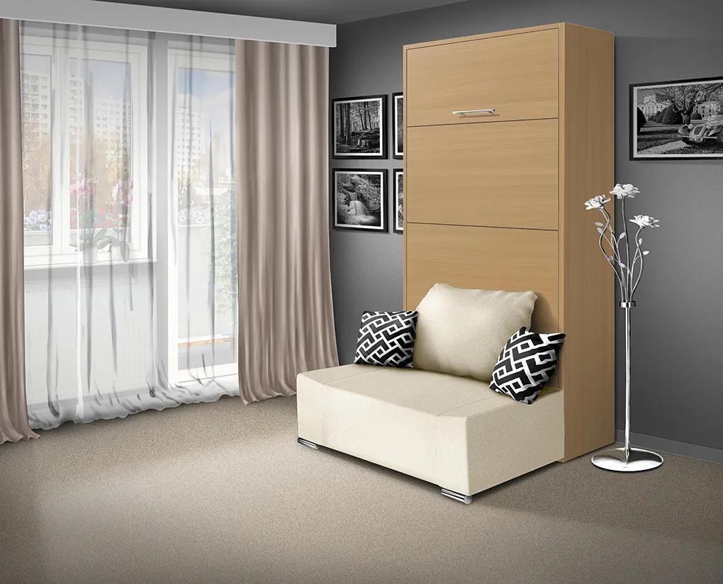 Nabytekmorava Sklápacia posteľ s pohovkou VS 21058P 200x90 farba pohovky: Krémová, Typ farebného prevedenia: Antracit / dvere biele