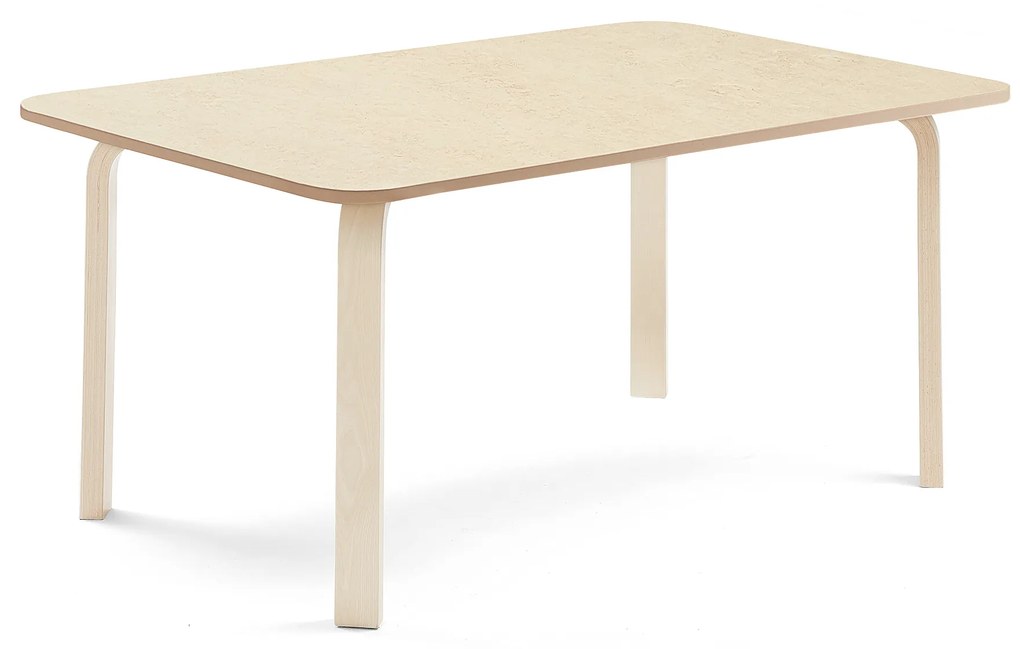 Stôl ELTON, 1400x800x590 mm, linoleum - béžová, breza