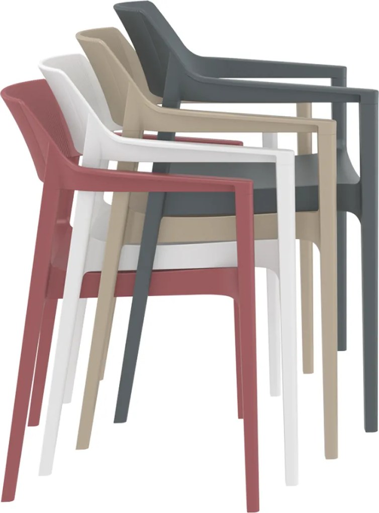 TULUM záhradná stolička s podrúčkami dark grey