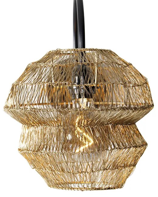 Orientálna nástenná lampa čierna so zlatou - Vadi