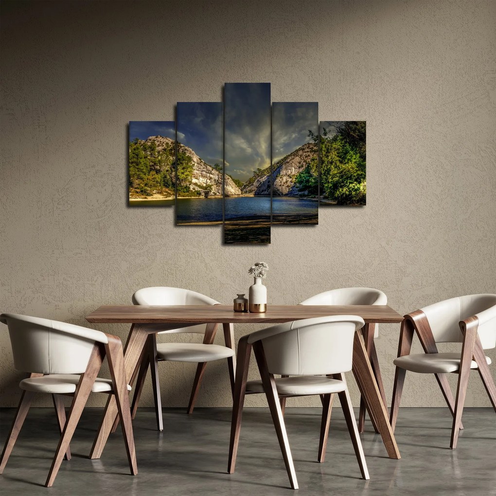 Obraz krajiny s jazerom (150x105 cm)