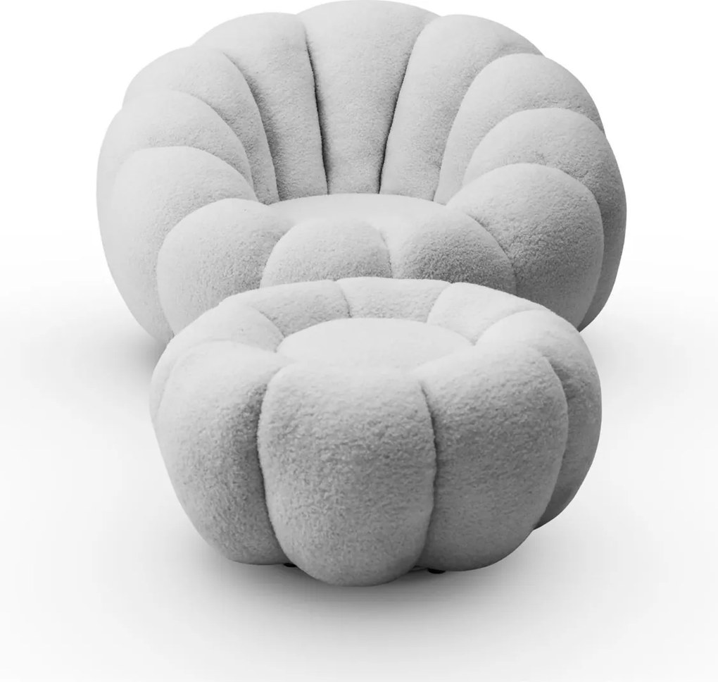 OTOČNÉ KRESLO FILIPPO S PODNOŽKOU SIVÉ