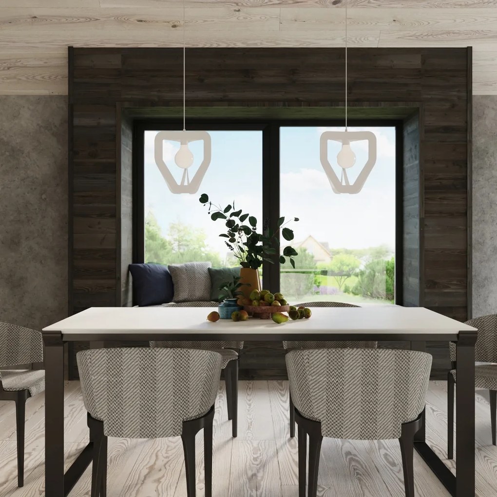 Závesné svietidlo Tres, 1x biele kovové tienidlo