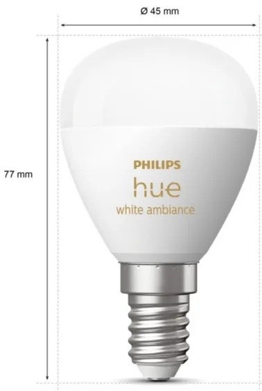 SADA 2x LED Stmievateľná žiarovka Philips Hue WHITE AMBIANCE P45 E14/5,1W/230V