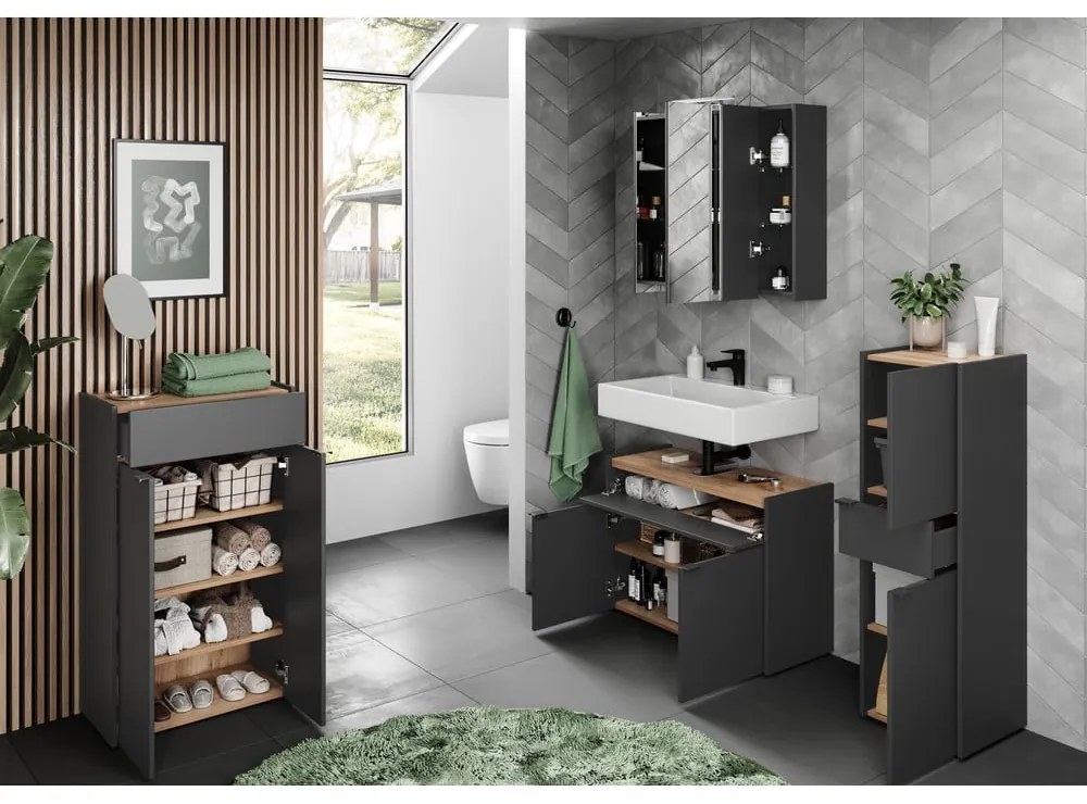 Antracitová skrinka pod umývadlo 80x60 cm Forano – Germania