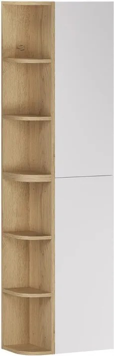 Závesná vysoká kúpeľňová skrinka Aster I 160 cm biela/dub cremona