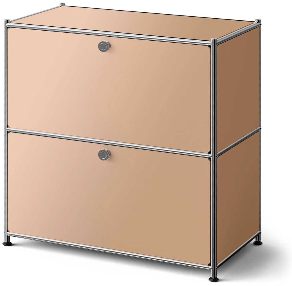 Nízka kovová komoda »CN3« s výklopnými priečinkami, karamelová