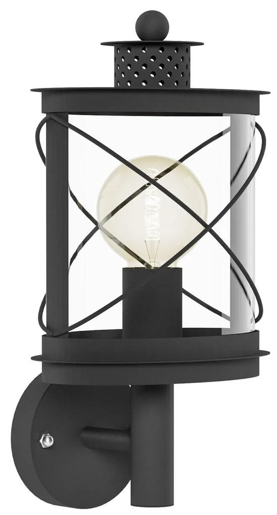EGLO Vonkajšie nástenné svietidlo štýl spodný lampáš HILBURN, čierne