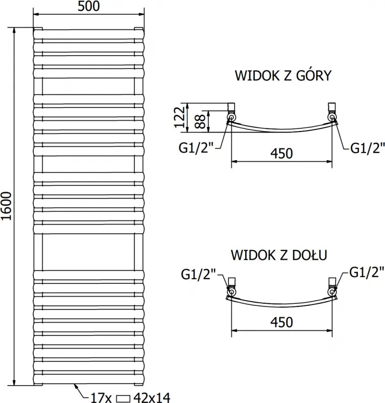 Mexen Bachus, elektrické vykurovacie teleso 1600 x 500 mm, 900 W, čierna, W109-1600-500-2900-70