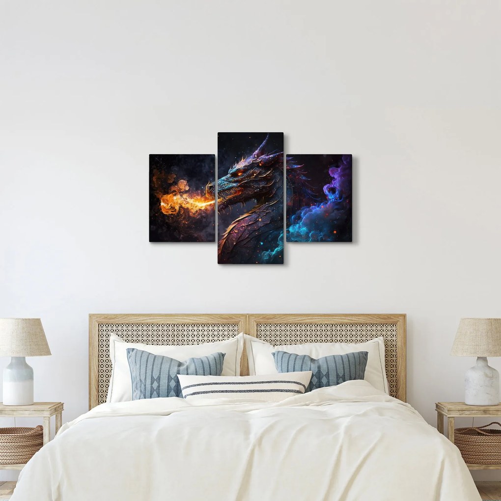 Obraz - Drak pľuvajúce plamene (90x60 cm)