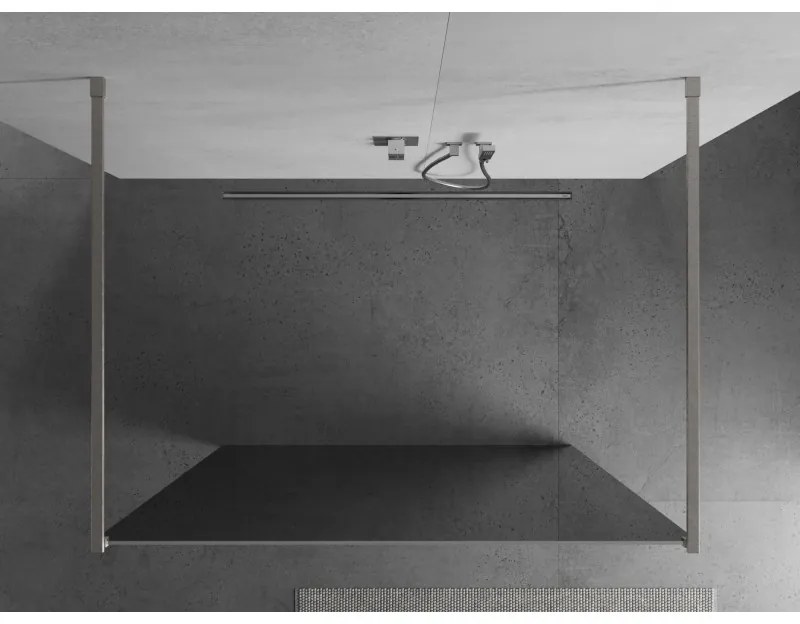 Mexen Kioto, sprchová zástena Walk-In 120 x 200 cm, 8mm sklo vzor zrkadlo, brúsená oceľ profil, 800-120-002-97-50