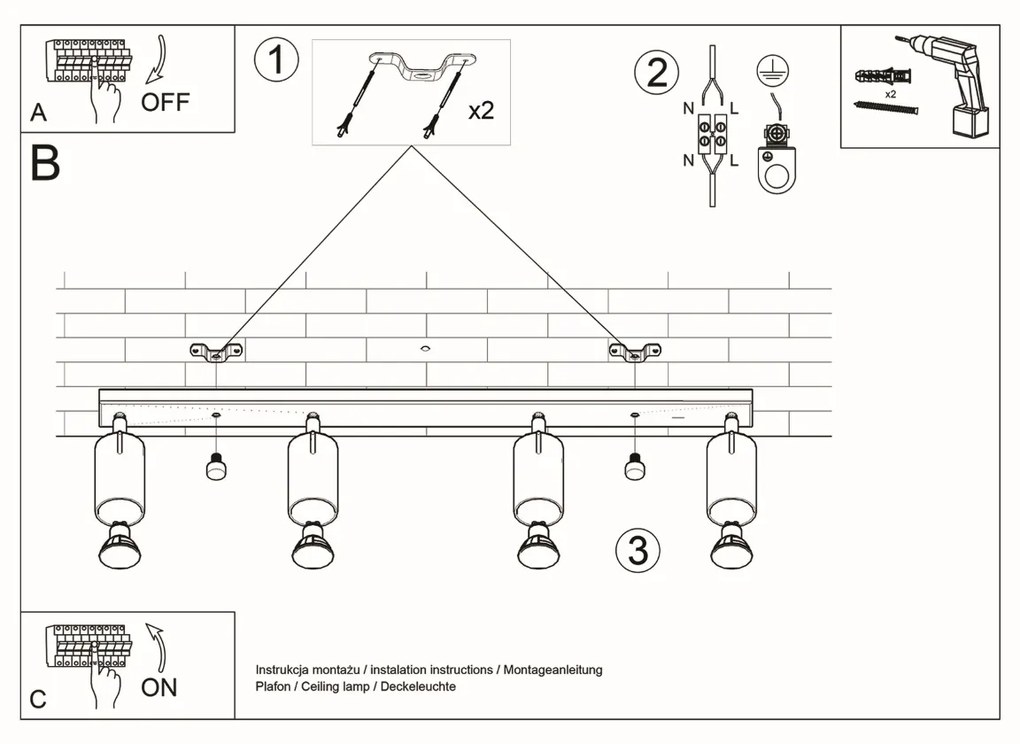 Stropné svietidlo RING 4L biele