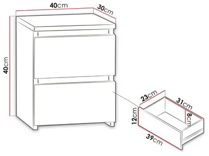 Nočný stolík MALWA 40x40 cm matná čierna