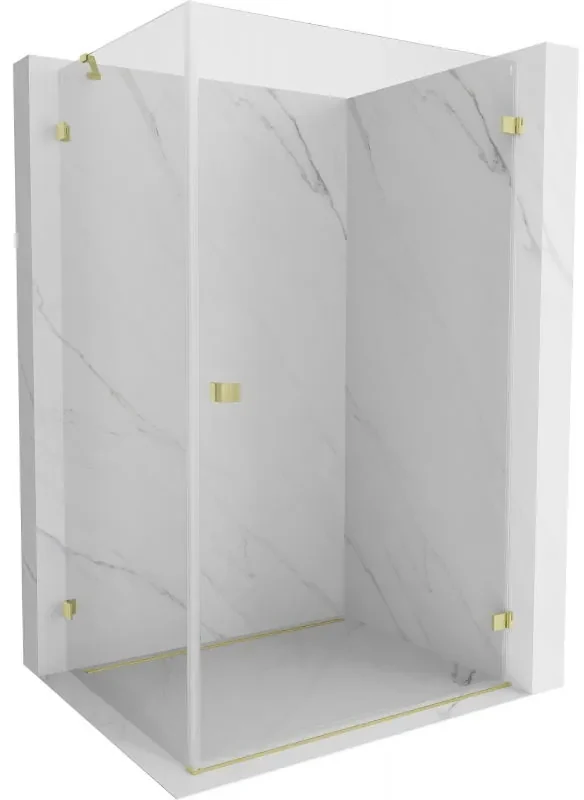 Mexen Lunar-B, pravostranný výklopný sprchový kút 95 x 90 cm, 8mm číre sklo, zlatý kartáčovaný - 832-095-090-55-00-P