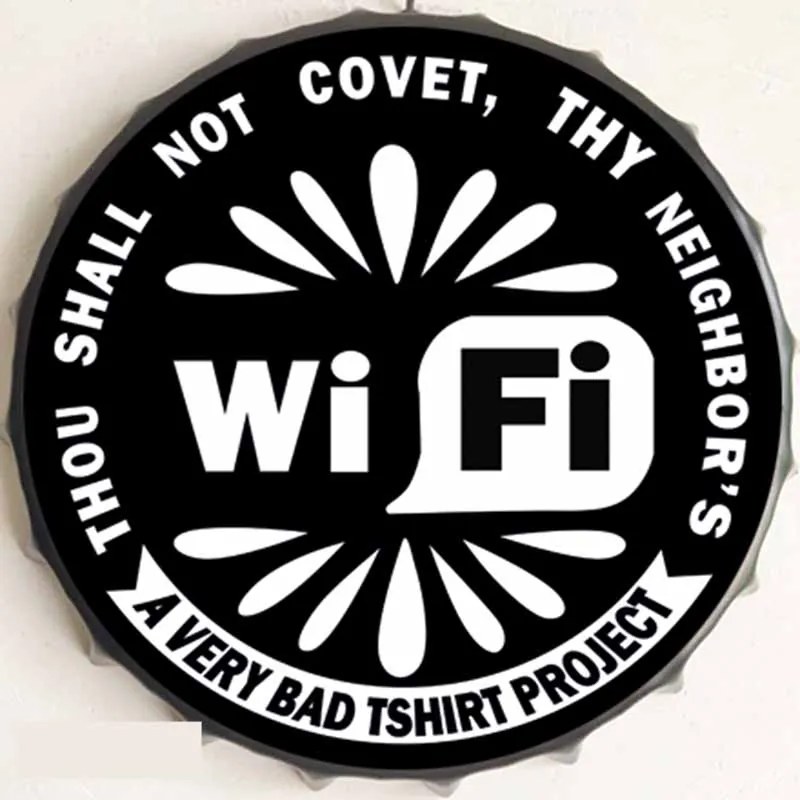 Ceduľa vrchnák WiFi a Very Bad Tshirt Project