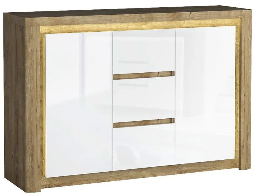 Komoda Livinio L7 Ribbeck/Biely lesk