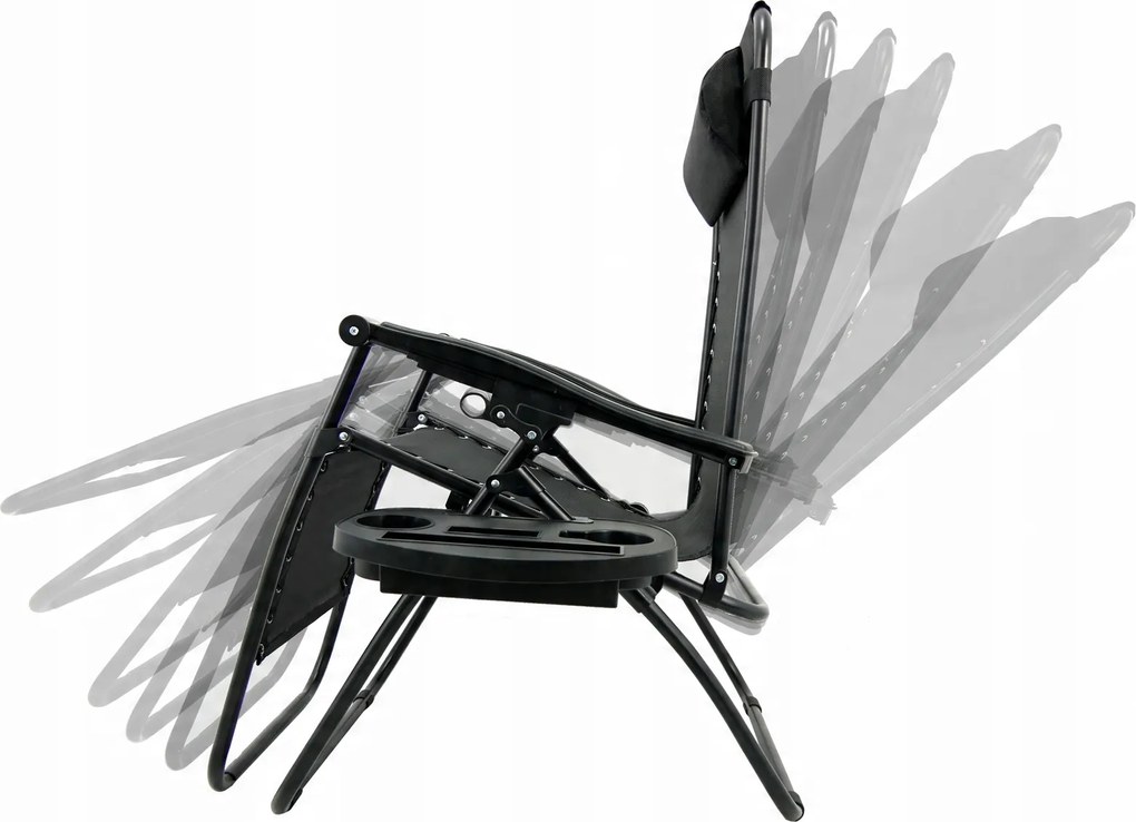 CH Záhradné skladacie relaxačné kreslo s vankúšom Zero IV - sivá