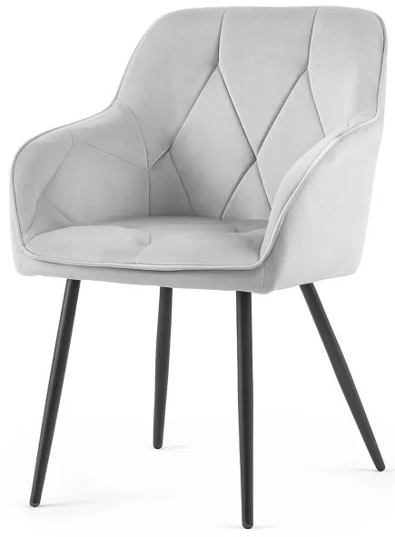 Sada dvoch jedálenských stoličiek DIAMANT zamatové, sivé / čierne nohy (2 ks)