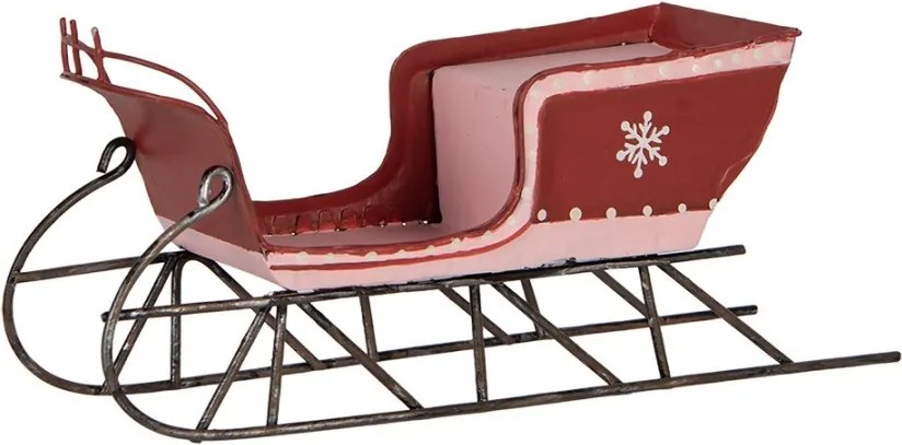 Červené kovové retro sane s vločkou Christmas Sled - 20*6*9 cm