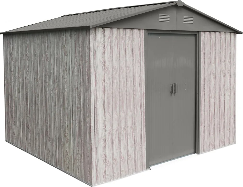 Záhradný domček BestBerg ZDB-7SD / 7,2 m² / 301 x 238 x 214 cm / dekor biele drevo / sivá
