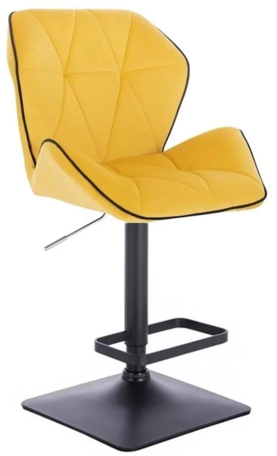 LuxuryForm Barová stolička MILANO MAX VELUR na čierne podstave - žltá