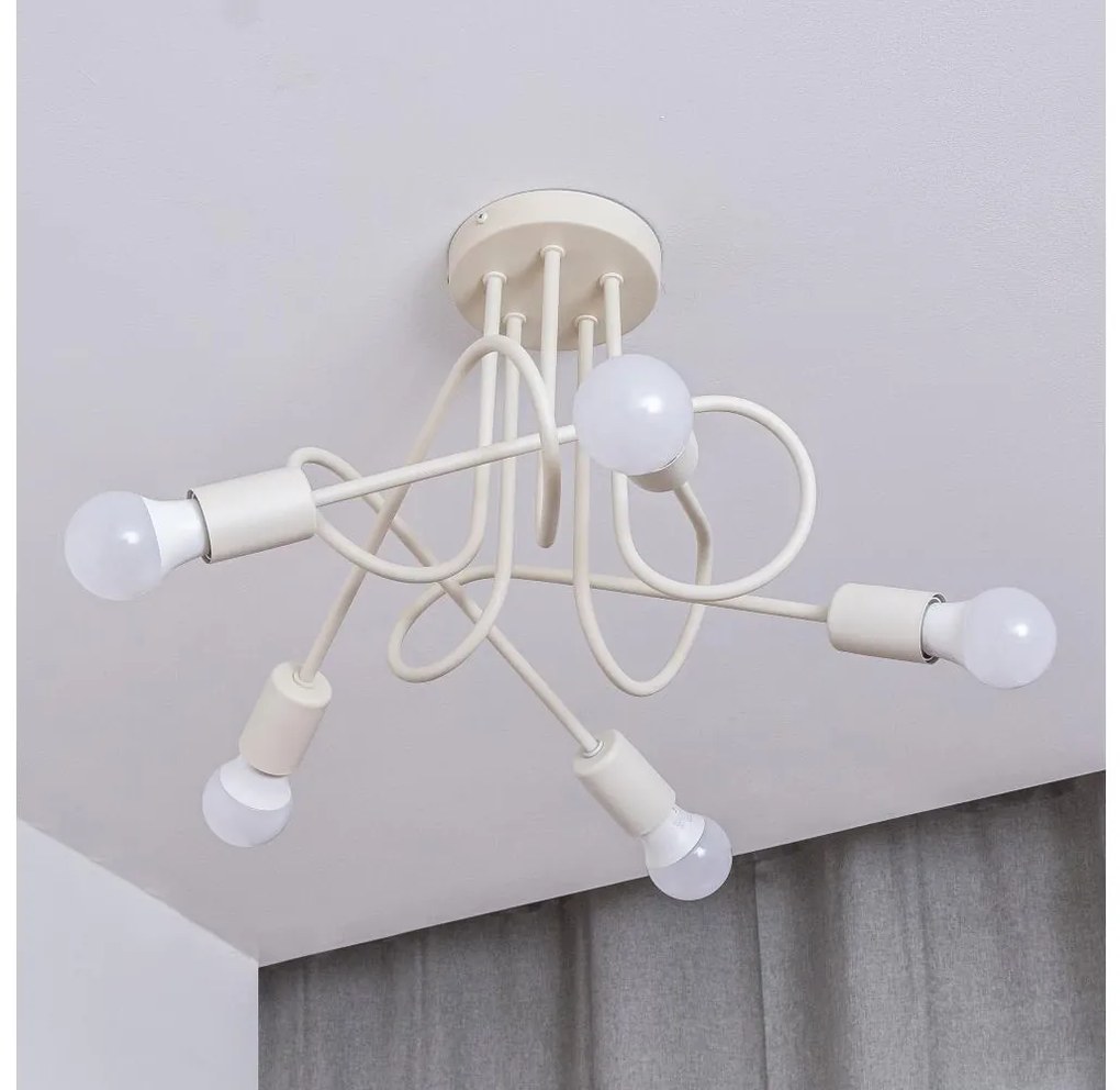 Prisadený luster OXFORD 5xE27/15W/230V krémový