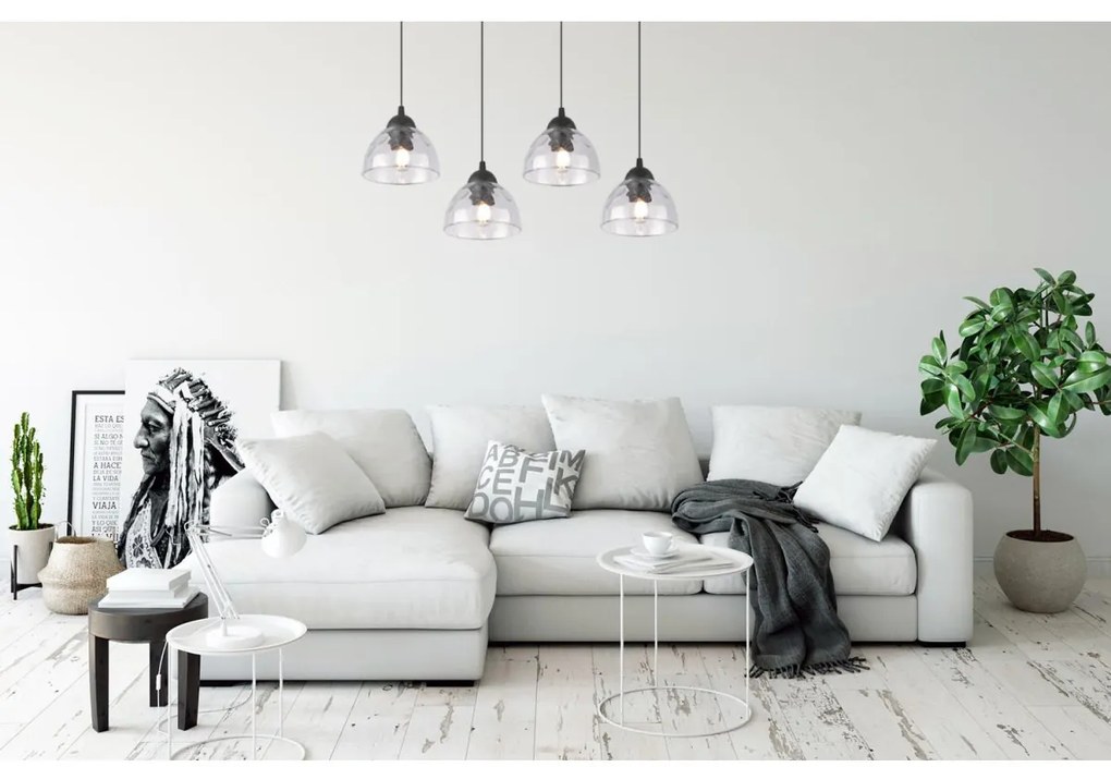 Závesné svietidlo Venice, 4x číre sklenené tienidlo