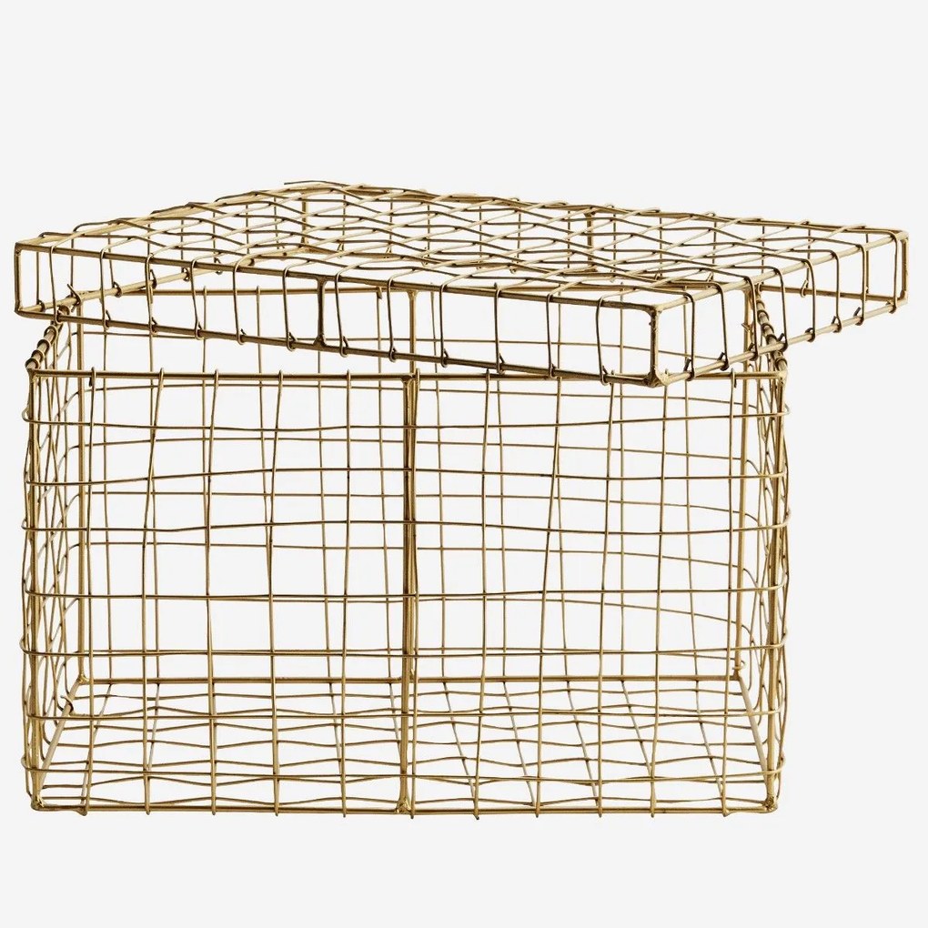 MADAM STOLTZ Drôtený košík s vekom Rectangular Wire Basket Veľkosť S