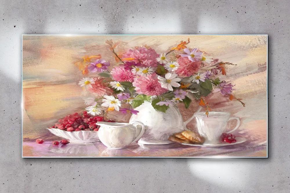 Skleneny obraz Abstrakcie kvety cups