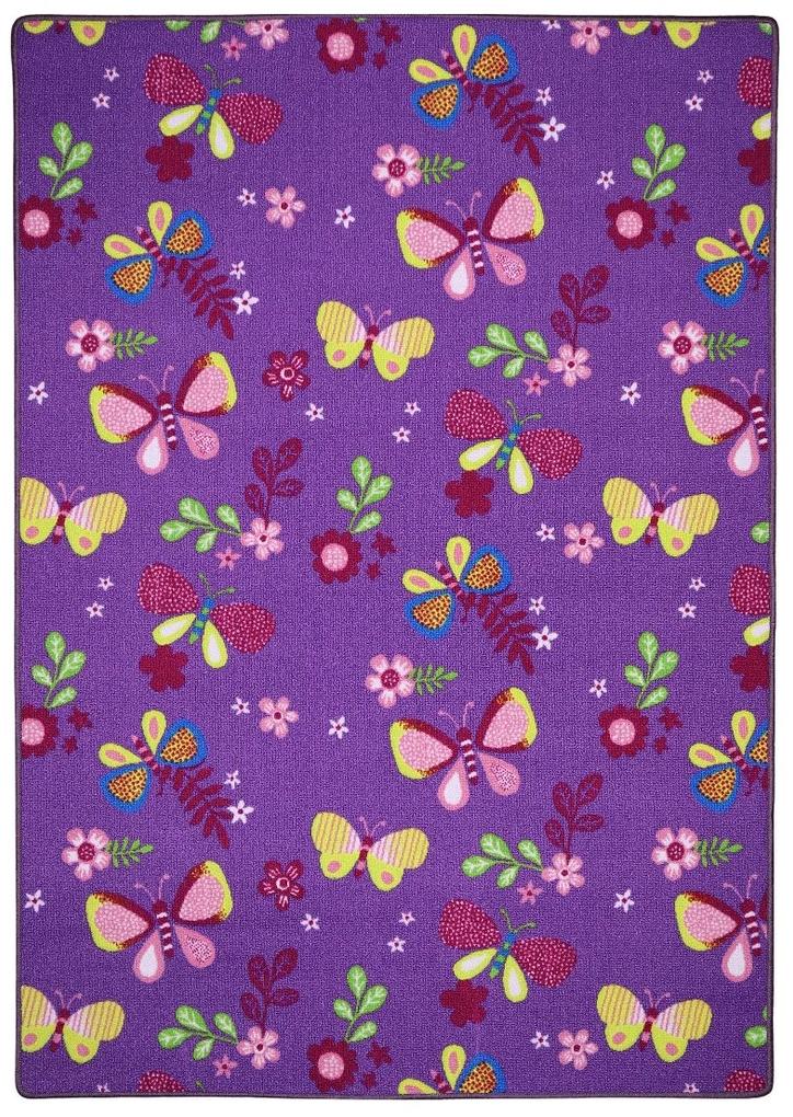 Vopi koberce Detský kusový koberec Motýlik 5291 fialový - 133x133 cm