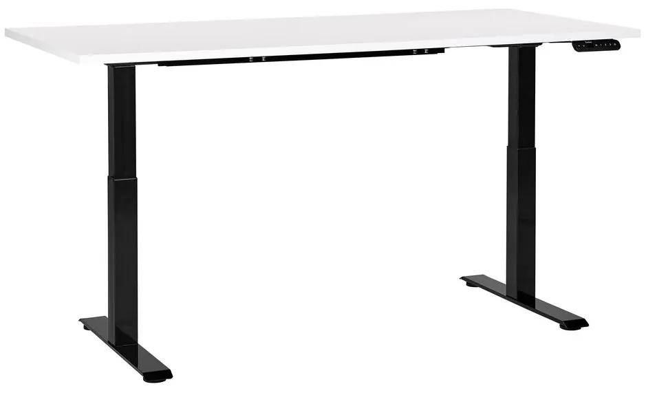 Elektricky nastaviteľný písací stôl 160 x 72 cm biela/čierna DESTINES Beliani