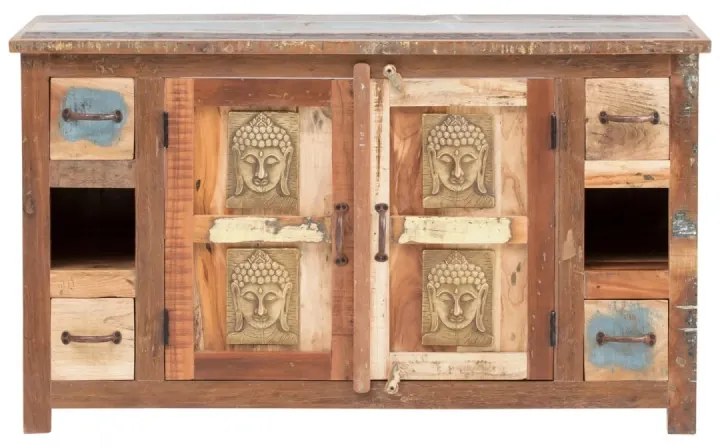 furniture-nabytek.cz - Masívna pod umývadlová skrinka Sumana z recyklovaného dreva, lakovaná, hnedá – 130×50×75 cm