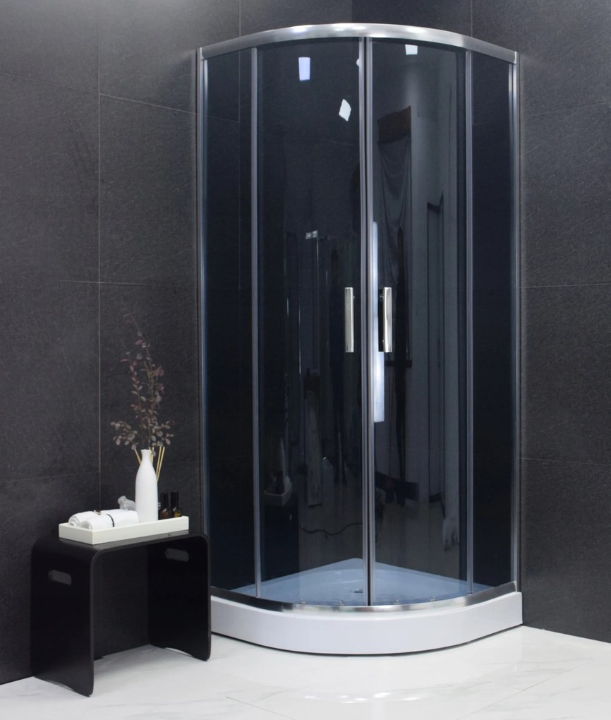 Sprchovací kút maxmax MEXEN RIO grafit - štvrťkruh 90x90 cm, 863-090-090-01-40