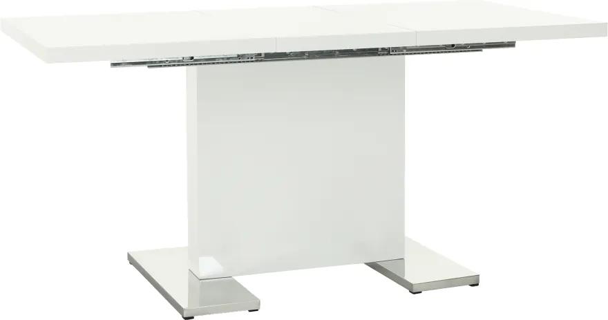 Rozkladací jedálenský stôl, biela vysoký lesk HG, IRAKOL