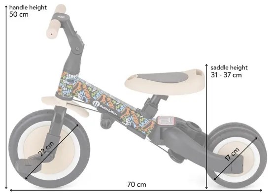 PETITE&MARS - Detská trojkolka 5v1 TURBO LIMITED City Beat