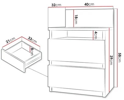 Nočný stolík MALWA 59x40 cm biela