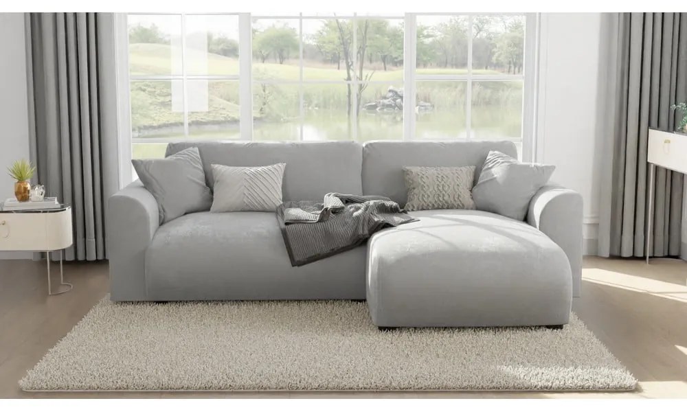 Svetlosivá zamatová rohová pohovka (variabilná) Lorine – Ropez