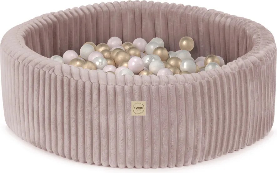 Suchý bazén okrúhly 90x30 cm – ružový Puffy Lamell + 200 perleťových guličiek