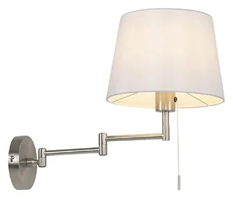 Nástenná lampa z ocele s bielym tienidlom a nastaviteľným ramenom - Ladas Deluxe