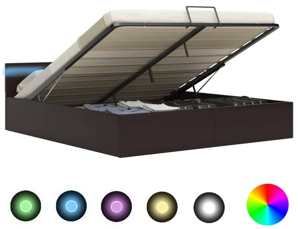 vidaXL Hydraulický posteľný rám+úložný priestor, LED, umelá koža 180x200 cm